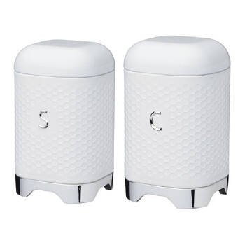 2pc Kitchencraft Lovello Geometric Coffee and Sugar Canister Jars - Ice White