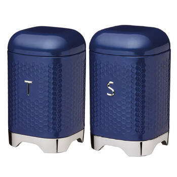 2pc Kitchencraft Lovello Geometric Sugar Jar and Tea Canister - Midnight Navy
