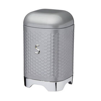 Kitchencraft Lovello Geometric Textured Retro Sugar Jar 19cm Shadow Grey