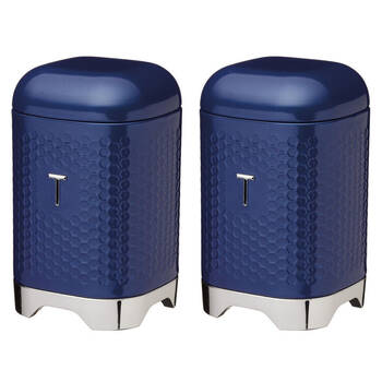 2PK Kitchen Craft Lovello Retro Carbon Steel Tea Canister 19cm - Midnight Navy