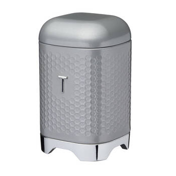 Kitchencraft Lovello Geometric Textured Retro Tea Canister 19cm Shadow Grey