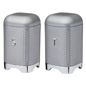 2pc Kitchencraft Lovello Geometric Sugar Jar and Tea Canister - Shadow Grey