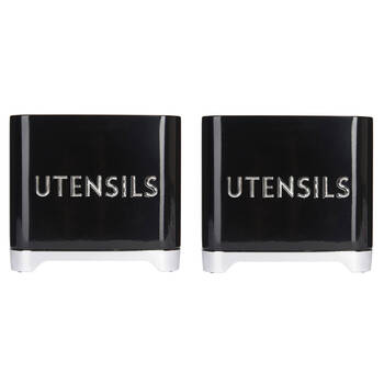 2PK Kitchen Craft Lovello Carbon Steel Utensil Tin Holder - Black