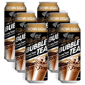 6pc Lotus Peak Bubble Tea Brown Sugar With Tapioca Pearls 490ml