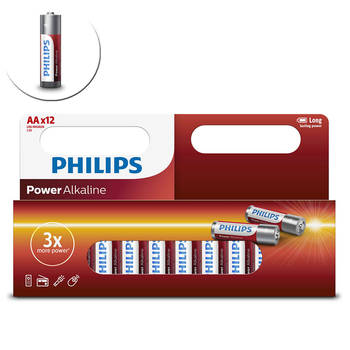 12PK Philips AA Power Alkaline Battery LR6 1.5V - Long Lasting