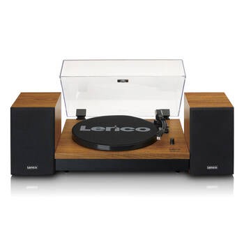 Lenco Turntable Record Player with Bluetooth & 2 Separate Speakers Wood