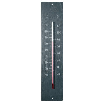 Esschert Design Slate Glass Thermometer Garden Wall Mounted Decor 45cm Dark Grey
