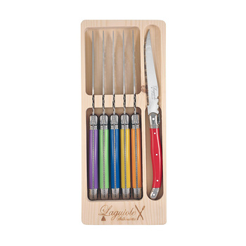 6pc Laguiole Silhouette Stainless Steel Steak Knife - Multicolour