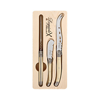 3pc Laguiole Silhouette Stainless Steel Cheese Knife Set - Ivory