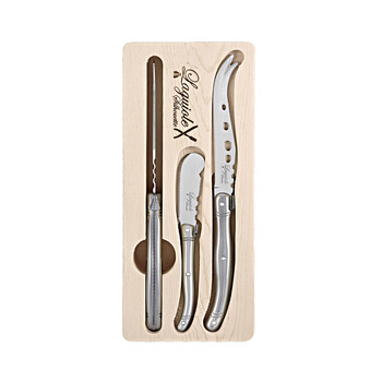 3pc Laguiole Silhouette Stainless Steel Cheese Knife Set - Silver