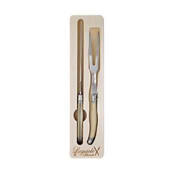2pc Laguiole Silhouette Stainless Steel Carving Set - Ivory