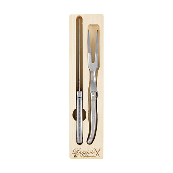 2pc Laguiole Silhouette Stainless Steel Carving Set - Silver
