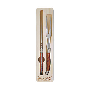 2pc Laguiole Silhouette Stainless Steel Carving Set - Wooden