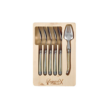 6pc Laguiole Silhouette Stainless Steel Spork Cutlery Set - Ivory