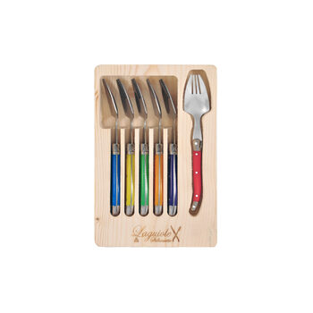 6pc Laguiole Silhouette Stainless Steel Spork Cutlery Set - Multicolour