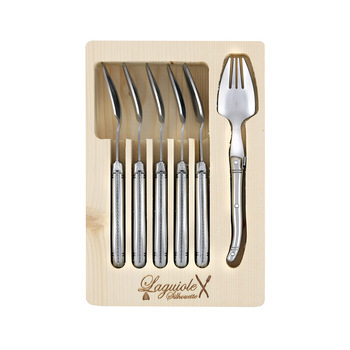 6pc Laguiole Silhouette Stainless Steel Spork Cutlery Set - Silver