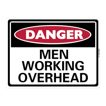 Men Working Overhead Large Sign 450x600x1mm Polypropylene