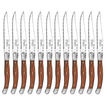 12pc Laguiole Silhouette 23.5cm Stainless Steel Steak Knife - Wooden