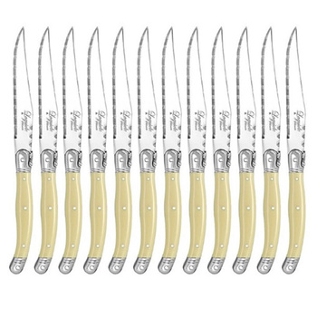 12pc Laguiole Silhouette 23.5cm Stainless Steel Steak Knife - Ivory