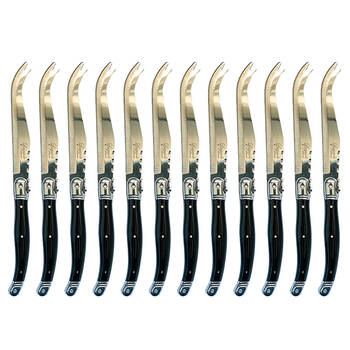 12pc Laguiole Silhouette 23.5cm Stainless Steel Cheese Knife - Black