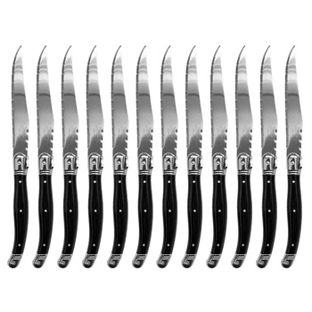 12pc Laguiole Silhouette 23.5cm Stainless Steel Steak Knife - Black