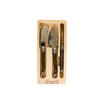 3pc Laguiole Silhouette Mini Cheese Knife Set - Black