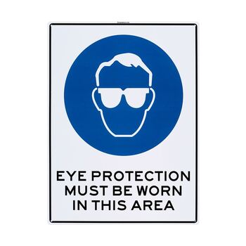 Eye Protection Must Be Worn Large Sign 450x600x1mm Polypropylene