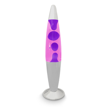 Pink Purple Wax Liquid Lava Lamp Light Silver 42cm