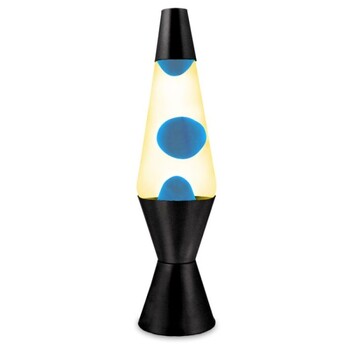 Yellow/Blue Wax Liquid Lava Lamp Party Decor Light Black Retro 37cm