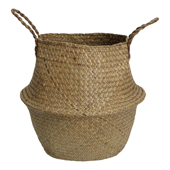 LVD Straw 39cm Woven Belly Basket w/ Handle Large - Natural