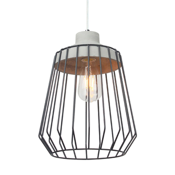 Maine & Crawford Luminite 25x135cm Cage/Concrete Pendant Lab - Black