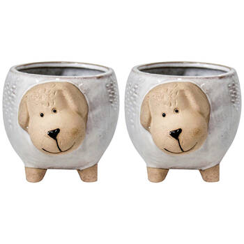 2PK LVD Ceramic Decorative Indoor Planter Pot Snoopy Dog 16x11cm Natural