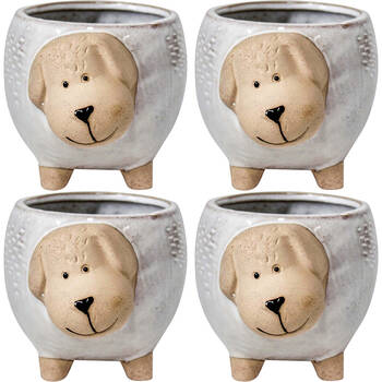 4PK LVD Ceramic Decorative Indoor Planter Pot Snoopy Dog 16x11cm Natural