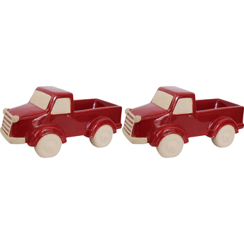 2PK LVD Ceramic Planter Ornament Red Ute Decorative Home Decor