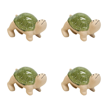 4PK LVD Ceramic 8.5cm Turtle Climber Pot Sitter Ornament - Olive