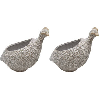 2PK LVD Ceramic Planter Home Decor Small 19x13cm - Guinea Fowl