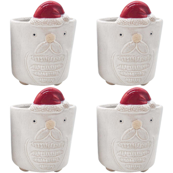 4PK LVD 10x14cm Ceramic Santa Planter Home/Living Room Decor - White