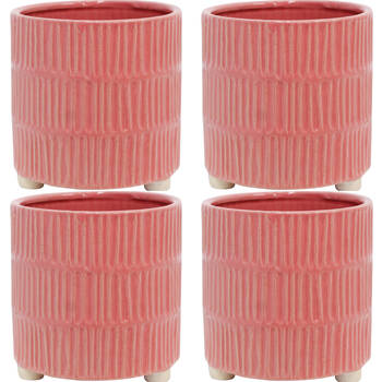 4PK LVD Ceramic Decorative Textured Indoor Planter Pot Sunset 13.5x14cm Pink