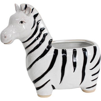 LVD Ceramic Decorative Indoor Planter Pot Zebra 25x12cm Black/White