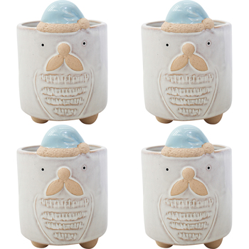 4PK LVD 10x14cm Ceramic Santa Planter Pot Home/Garden Xmas Decor