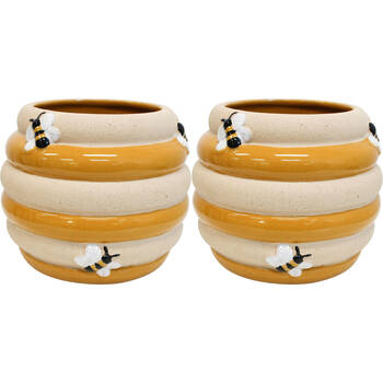 2PK LVD Ceramic Planter Honey Pot Bees Home/Garden Decor 15x12cm