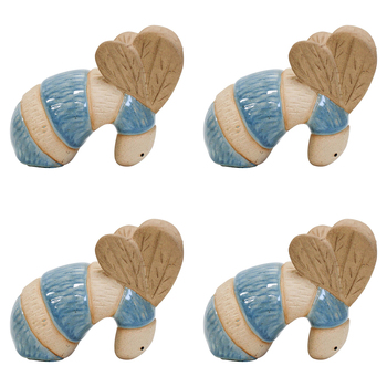4PK LVD Ceramic 8cm Bug/Bee Pot Sitter Garden Ornament - Blue