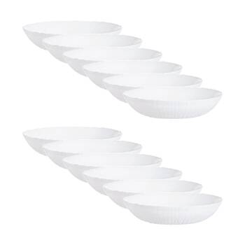 2x 6pc Luminarc Ammonite Cereal Bowl 14x3.5cm Serveware Opal Glass White