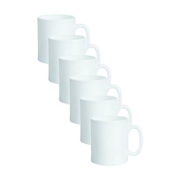 6pc Luminarc Evolution Mugs 8x8x9cm Drinkware Opal Glass White