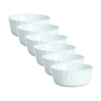 6pc Luminarc Smart Trianon Baking Ramekins 12x5cm Bakeware Opal Glass White