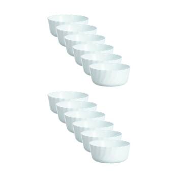 2x 6pc Luminarc Smart Trianon Baking Ramekins 12x5cm Bakeware Opal Glass White