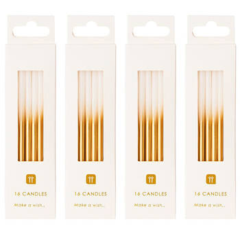 4x 16pc Talking Tables Straight Party Candles Decoration 10cm Gold Ombre