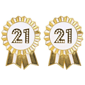 2PK Talking Tables Enamel Badge 21st Birthday Party Decoration 6cm Luxe Gold