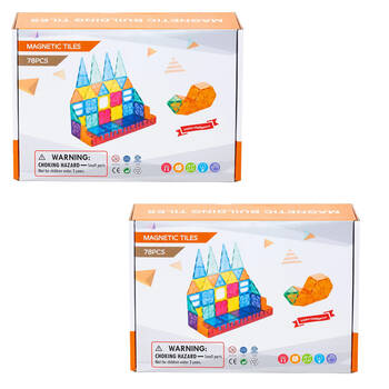 2PK Gem Toys 78 Pcs Durable Building Magnetic Tiles/3D Puzzle w/Storage Bag 3y+