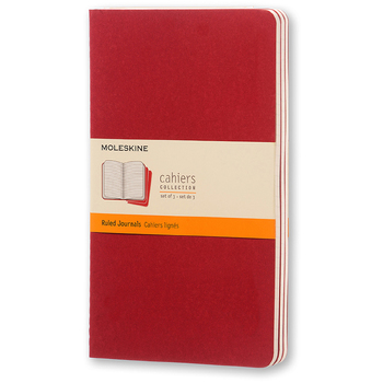 3pc Moleskine Cahier Notebook Ruled  L- Cranberry Red